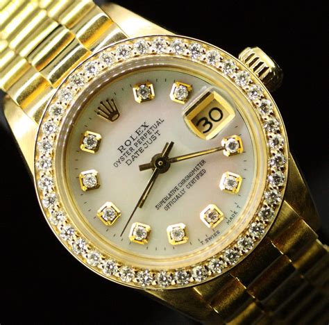 classic women's rolex gold|gold rolex women's diamond bezel.